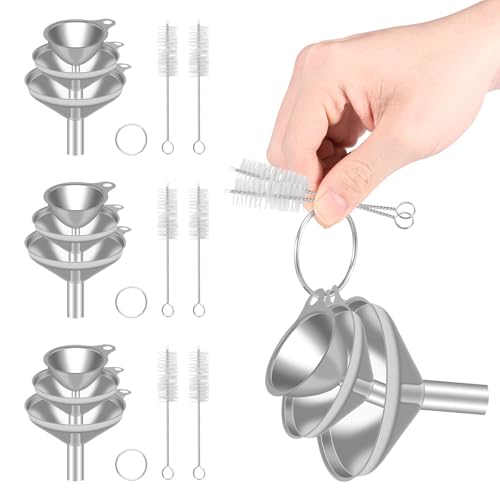 BAODBF 4 Sätze Trichter Küche Edelstahl mini,Stapelbarer Kleiner Trichter mit Griff und mit Reinigungsbürste,Metall Einfülltrichter für Wein,Sojasauce,Marmelade,Bier,Silber BAODBF 4 Sätze Trichter Küche Edelstahl mini,Stapelbarer Kleiner Trichter mit Griff und mit Reinigungsbürste,Metall Einfülltrichter für Wein,Sojasauce,Marmelade,Bier,Silber von BAODBF