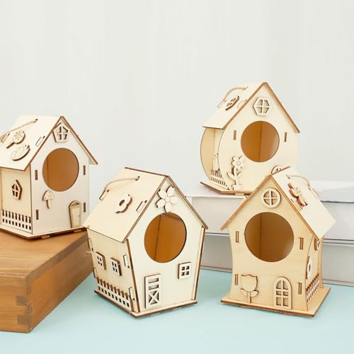 BAODBF 4 Stück Vogelhaus Bausatz Kinder,Vogelhaus zum Bemalen mit Gouache und Pinsel,Vogelhäuschen Bausatz für Partygeschenke,Geburtstagsgeschenke BAODBF 4 Stück Vogelhaus Bausatz Kinder,Vogelhaus zum Bemalen mit Gouache und Pinsel,Vogelhäuschen Bausatz für Partygeschenke,Geburtstagsgeschenke von BAODBF