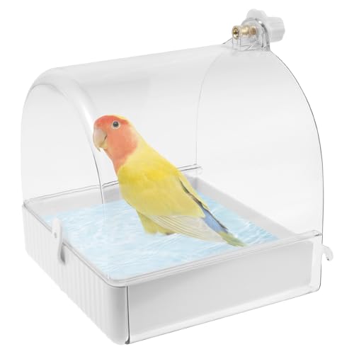 BAODBF Hanges Vogelbad für Käfig Multifunktionales Vogelkäfigzubehör geeignet für Lovebirds Finken Shotes Mannikins transparent von BAODBF