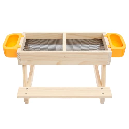 BAODBF Holz Hühnchen -Picknicktisch Feeder mit Wasserschalen einzigartiger Hühnchen -Picknicktisch Reduzieren Sie Abfall und Chaosfutter für Hühner Enten Truthähnen und andere Geflügel von BAODBF