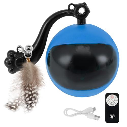 BAODBF Interaktives Katzenspielzeug Ball,Stimulierung Jagdtriebs Elektronischer Katzenball,5,5 cm Spielzeug für Katzen Bälle mit Fernbedienungen,Spielzeug Katze für Spielen mit Einer Katze(blau) von BAODBF