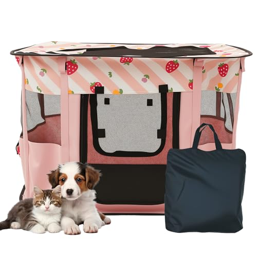 BAODBF Katzenkäfig Balkon,Tragbarer Welpenauslauf 82.5×61.5×59.5cm,Katzengehege für Drinnen Stoff,Faltbarer Haustierstall Tragbarer Katzen laufstall mit Aufnahmebeutel,Faltbare Hundebox für Zuhause von BAODBF