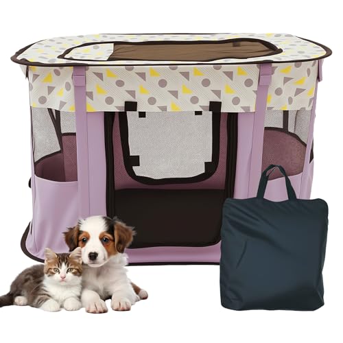 BAODBF Katzenkäfig Balkon,Tragbarer Welpenauslauf 82.5×61.5×59.5cm,Katzengehege für Drinnen Stoff,Faltbarer Haustierstall Tragbarer Katzen laufstall mit Aufnahmebeutel,Faltbare Hundebox für Zuhause von BAODBF