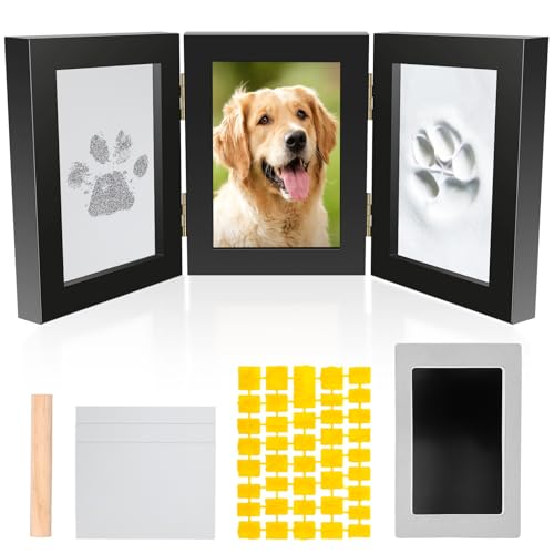 BAODBF Pfotenabdruck Set Hund 3D mit Bilderrahmen,Gedenkrahmen Hund,3D Gipsabdruck,Holz Fotorahmen Katze Wanddekoration,Pfotenabdruck Set für Hund und Katze,Schwarz BAODBF Pfotenabdruck Set Hund 3D mit Bilderrahmen,Gedenkrahmen Hund,3D Gipsabdruck,Holz Fotorahmen Katze Wanddekoration,Pfotenabdruck Set für Hund und Katze,Schwarz von BAODBF
