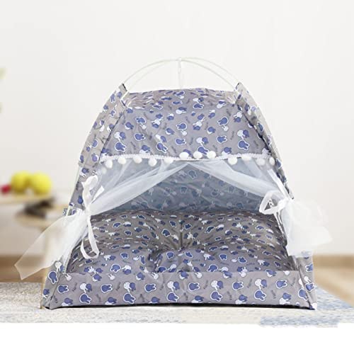 Abnehmbarer und Reinigbares Katzenzelt für Hunde und Katzen, Kollaps, Anti -Schlupf, Atmungsaktiv, Weiches Bequemes Haustierzelt mit Maschentür Fenster, Geeignet für Alle, Geeignet (Grey) von BAOFUYA