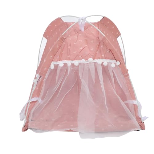 Abnehmbarer und Reinigbares Katzenzelt für Hunde und Katzen, Kollaps, Anti -Schlupf, Atmungsaktiv, Weiches Bequemes Haustierzelt mit Maschentür Fenster, Geeignet für Alle, Geeignet (PINK) von BAOFUYA