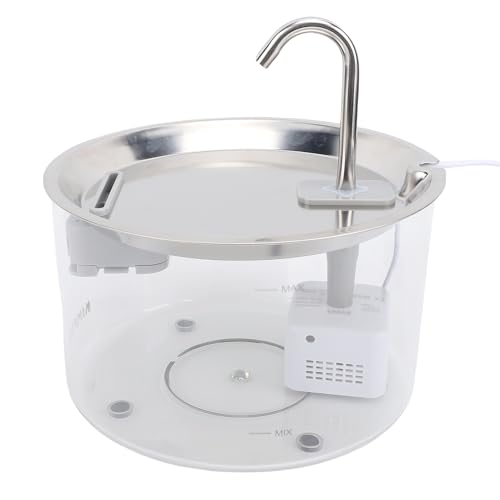 Automatischer Katzenwasserbrunnen, Stille Haustierbrunnen 3L -Kapazität Edelstahl Haustier -Trinkspender für Katzen (Transparent) von BAOFUYA