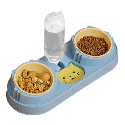 BAOFUYA Cat Dog Pet Pet Bowl Plastik Dual Schalen Tipps Proof Automatische Bewässerungsfutterschale, Entzückendes Design von BAOFUYA