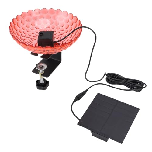BAOFUYA Clips Vogelbadbrunnen, Vielseitiger Badet Set Verstellbares Klemmen Design Stylish Deck Montiert Solarvogel Bad Bubbler für Gartendekoration Im Freien (Rot) von BAOFUYA