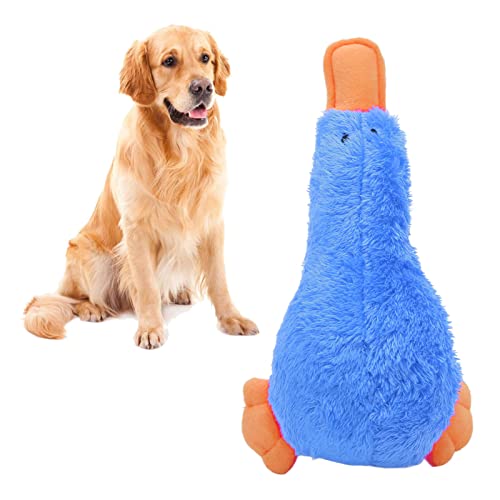 BAOFUYA Duck Dog Quietschendes Spielzeug, Interaktive Zahnreinigung Plüschhunde Kauspielzeug Hundebegleiter für Hunde Welpen Haustiere (Blau) von BAOFUYA