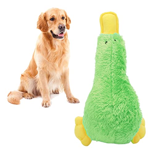 BAOFUYA Duck Dog Quietschendes Spielzeug, Interaktive Zahnreinigung Plüschhunde Kauspielzeug Hundebegleiter für Hunde Welpen Haustiere (Grün) von BAOFUYA