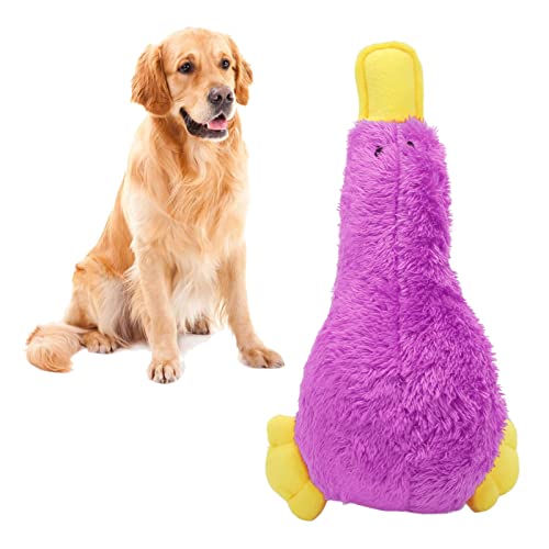 BAOFUYA Duck Dog Quietschendes Spielzeug, Interaktive Zahnreinigung Plüschhunde Kauspielzeug Hundebegleiter für Hunde Welpen Haustiere (Lila) von BAOFUYA