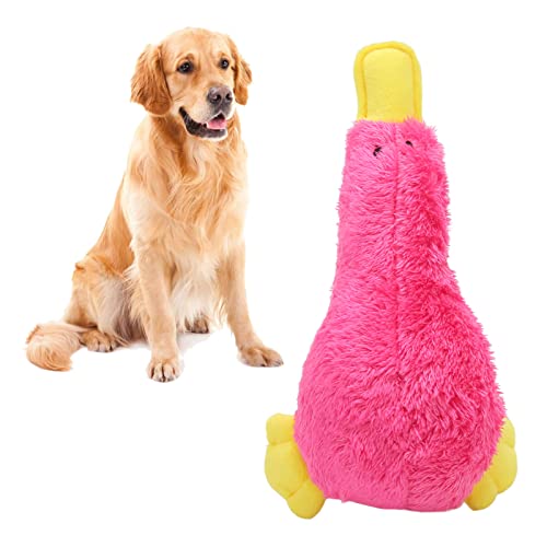 BAOFUYA Duck Dog Quietschendes Spielzeug, Interaktive Zahnreinigung Plüschhunde Kauspielzeug Hundebegleiter für Hunde Welpen Haustiere (Rot) von BAOFUYA