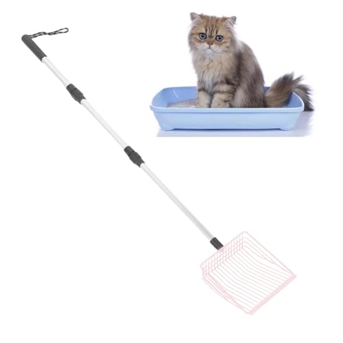 BAOFUYA Großer Hühnerkacke Scooper, Verstellbare Länge Langhandhand -Non -Stick -Katzenstreu -Sifter -Schaufel für Hühnerkoop -Katze (PINK) von BAOFUYA