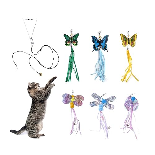 BAOFUYA Hängendes Katzenspielzeug, 6-teiliges Hängespielzeug-Set für Katzen, Verstellbares Elastisches Seil, Interaktives Selbstspielendes Katzenspielzeug, Interaktives Katzenspielzeug von BAOFUYA