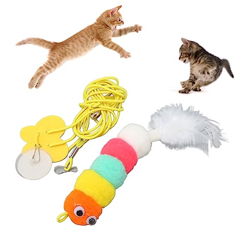 BAOFUYA Hängendes Katzenspielzeug an der Tür, Verstellbares Hängendes Katzenfederspielzeug mit Glocke, Selbstspielendes Hängendes, Dehnbares Katzenspielzeug für die Meisten Katzen und von BAOFUYA