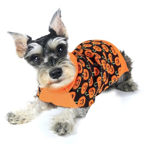 BAOFUYA Halloween-Hundepullover, Rollkragenpullover für Welpen, Katzen, Strickwaren, Winter, Warme Haustierkleidung, Halloween-Kostüm für Kleine Hunde, Welpen von BAOFUYA