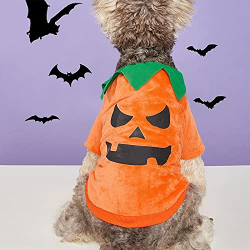 BAOFUYA Halloween-Kürbis-Hundekleidung Plüsch-Hundekürbis-Overall-Haustier-lustige Hoodies-Haustier-Nette Kürbis-Geister-Kleidung-Kürbis-Hund-Halloween-Kostüm S von BAOFUYA
