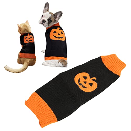 BAOFUYA Halloween-Kürbis-Hundepullover-Haustier-Halloween-Pullover-Hundekürbis-Overall-Haustier-lustige Hoodies-Kürbis-Halloween-Kostüm L von BAOFUYA