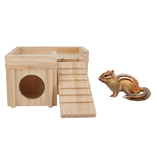 Hölzernes Hamsterhaus, Haustier Holzhaus Kleintier Lebensraum Versteck Tunnel Spielzeug mit Leiter für kleine Haustiere Chinchilla von BAOFUYA