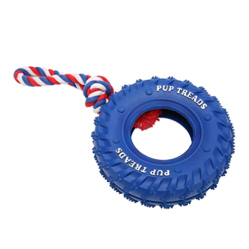 BAOFUYA Hundereifen-Kauspielzeug Hündchenkauspielzeug Aggressives Hundespielzeug aus Gummi mit Seil für Kleine Welpen und Mittelgroße Hunde (Blau) von BAOFUYA