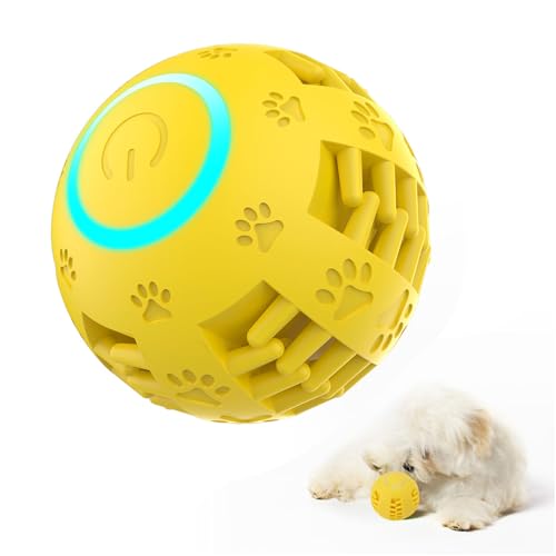 BAOFUYA Interaktiver Hund Bouncing Ball, Leise Motoraktivierter Freisetzungs Energie Kratzer und Bissproof PET PETEL Elektrische Kauenkugel für Kleine Mittelgroßen Großen Hunden von BAOFUYA