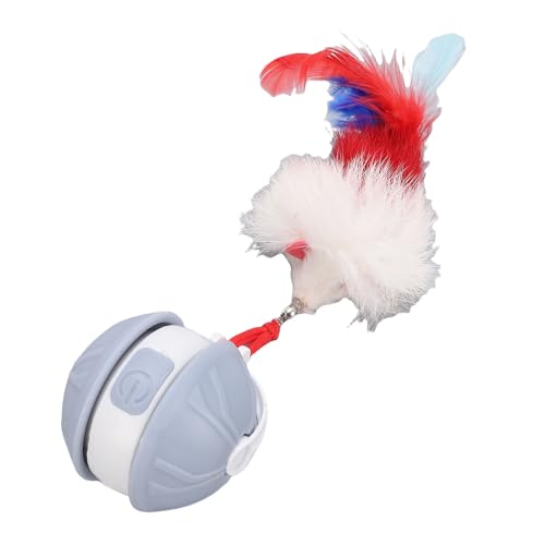 BAOFUYA Interaktiver Katzenspielzeugball, Multi -Modi USB Wiederaufladbare Smart Cat Ball mit Ersatzschwanz für Innenkatzen Erwachsene (Grey) von BAOFUYA