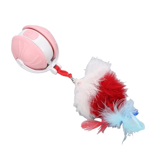 BAOFUYA Interaktiver Katzenspielzeugball, Multi -Modi USB Wiederaufladbare Smart Cat Ball mit Ersatzschwanz für Innenkatzen Erwachsene (PINK) von BAOFUYA