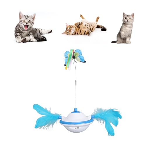 BAOFUYA Katzenspielzeug, 4,72 X 2,95 Zoll, Elektrisch Rotierendes Katzenspielzeug mit 2 Einstellbaren Geschwindigkeiten, Interaktives Neckspielzeug mit Silikonstab für Herausfordernden von BAOFUYA