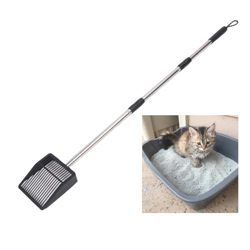 BAOFUYA Langgriff Katzenstrauder -Schaufel, Bequem Zum Grip Schwere Edelstahlmaterial Abnehmbarer Müllhuhn -Kotschlüchter für Home Kitty -Gebrauch von BAOFUYA