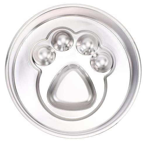 BAOFUYA Langsame Feeder Dog Bowl, Nicht -Schlupfboden und Säulendesign Multifunktional Verwenden Edelstahl Langsamer Hundeschale für Innenhüter (Klauenmuster) von BAOFUYA