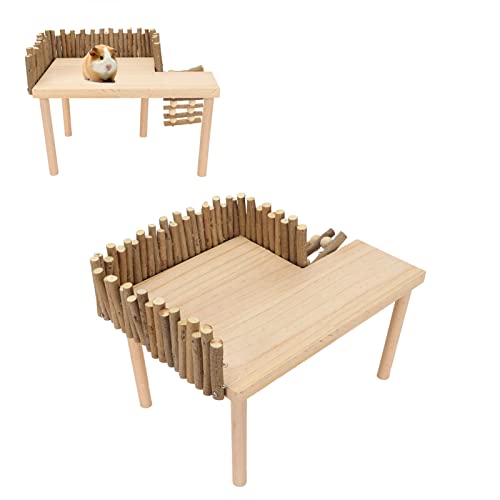 BAOFUYA Natürliche Holz-Hamster-Spielplatz-Aktivitäts-Kletterplattform, natürliches Holz-Plattform-Spielzeug mit Leiter für Golden Bear Sugar Glider von BAOFUYA