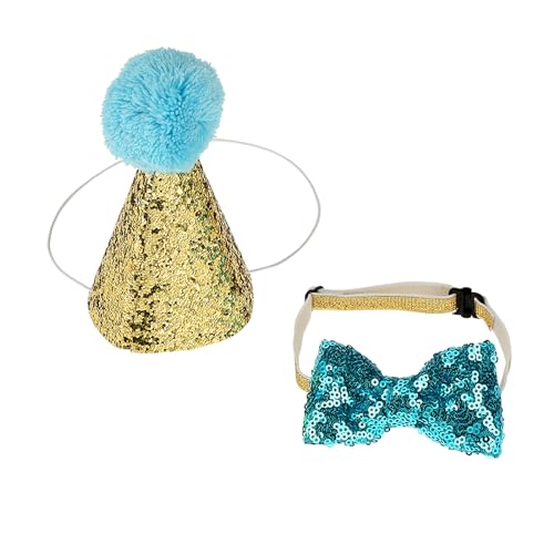 BAOFUYA Pet Cat Cat Dog Hunde Geburtstag Capes MASTE -Coiffure Bowknot -Kostume, Leicht zu Tragen eine Weiche Elastische Gruppe, für eine Kleiderballfoto Sitzung, Süße Farben (Blue) von BAOFUYA