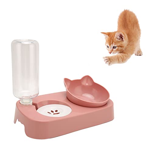 Pets Wasser- und Futternapf-Set, Erhöhter Abnehmbarer Hundenapf für Katzen und Kleine Hunde, Kätzchen, Welpen (Rosa) von BAOFUYA