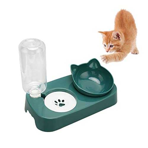 Pets Wasser- und Futternapf-Set, Erhöhter Abnehmbarer Hundenapf für Katzen und Kleine Hunde, Kätzchen, Welpen (dunkelgrün) von BAOFUYA