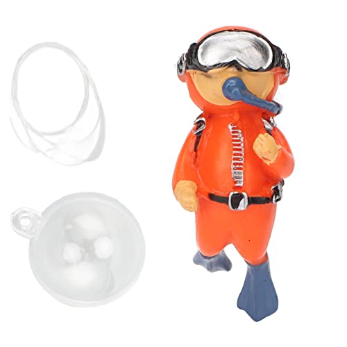 BAOFUYA Schöne Taucherharz-Aquarium-Dekorationen, Aquarium-Ornamente, Schwimmender Cartoon, Schöner Taucher mit Schwimmendem Ball (Prototyp Orange Fatty) von BAOFUYA