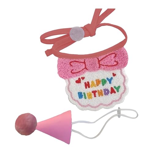 BAOFUYA Verstellbare Geburtstagsmütze für Haustiere, Schal für Welpenkatzen, Modisches Party-Set, Schutz von Saliva & Food (PINK) von BAOFUYA