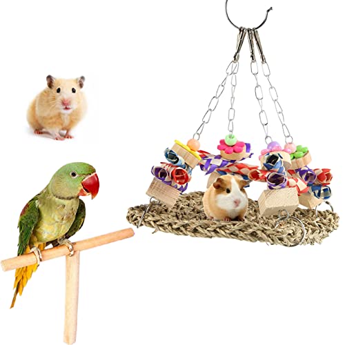 Vogelhängematte, aus Seegras gewebte Hängematte, Schaukelmatte, Schaukel, Vogelspielzeug, Vogelkäfig Zubehör für Kakadu, Nymphensittich, Sittich, Lovebird Vogelhängematte, aus Seegras gewebte Hängematte, Schaukelmatte, Schaukel, Vogelspielzeug, Vogelkäfig Zubehör für Kakadu, Nymphensittich, Sittich, Lovebird von BAOFUYA