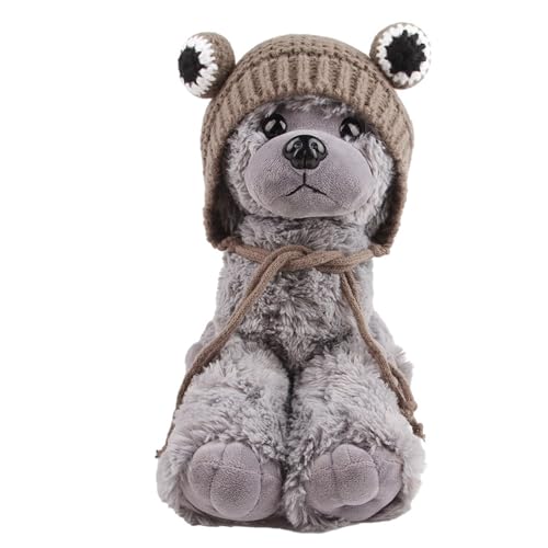 BAOFUYA Warme Haustier-Strickmütze für Hunde, Lustiges, Niedliches Design, Gestrickte Snood-Kopfbedeckung für Kleine Hunde, Katzen, Kaltes Wetter Im Winter (Taupe) von BAOFUYA