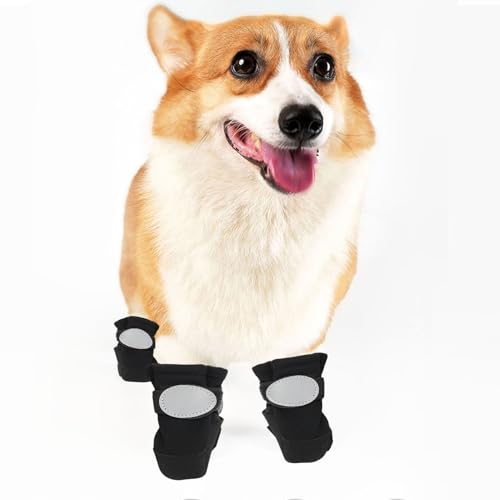 BAOFUYA Wasserdichtungsgummi -Hundestiefel, Anti -Slip -Hundeschuhe mit Reflektierender Streifen für Kleine Hunde Im Freien Im Freien Im Freien (L) von BAOFUYA