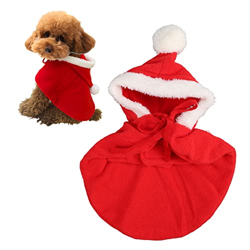 BAOFUYA Weihnachtskostüm für Hunde, warmes, weiches, süßes Katzen-Weihnachtsoutfit mit Kapuze, Hundeumhang, Bekleidung für kleine Katzen, Hunde, Welpen, Kätzchen (XS) von BAOFUYA