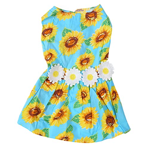 BAOFUYA Blumen-Hundekleid Hundekleidung Prinzessinnenkleider Bequeme Mädchen-Welpen-Kleidung für Kleine Hunde Katzen Frühling Sommer (M) von BAOFUYA