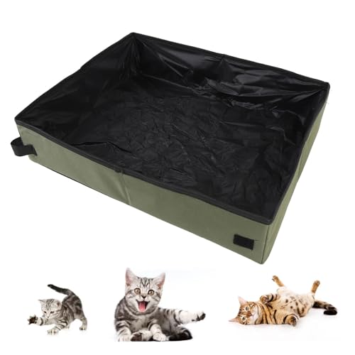 Faltbare Katzentoilette, Klettverschluss, Einfach zu Verstauen, Bequem zu Verwenden, Grün, Offener Typ, Tragbare Haustiertoilette für Reisen, Hotelaufenthalte, 50 X 40 X 11 cm Faltbare Katzentoilette, Klettverschluss, Einfach zu Verstauen, Bequem zu Verwenden, Grün, Offener Typ, Tragbare Haustiertoilette für Reisen, Hotelaufenthalte, 50 X 40 X 11 cm von BAOFUYA