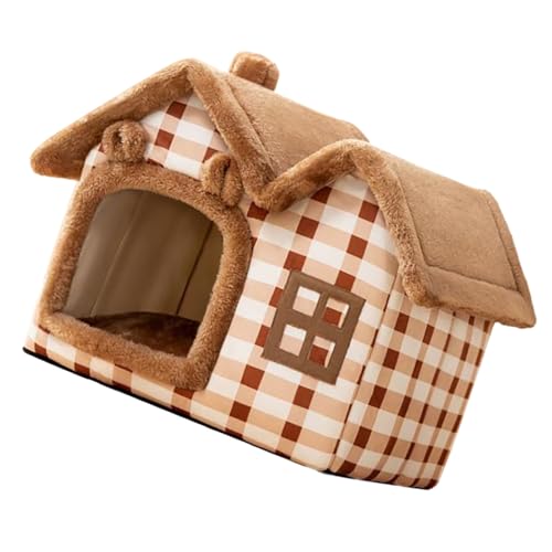 Gemütliches und Geschlossenes Katzenhaus aus Hochwertigem Material, Süßer Look für den Winter (M) von BAOFUYA