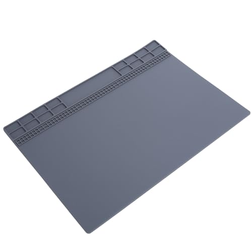 Gummi-Matte, Rutsch Reparaturtischkissen, Grau, Antistatik, Mehrere Rillen, Vielseitiger Gebrauch, Einfach zu Reinigen, mit Mehreren Kerben für Sortierschrauben Sowie Mehr Werkzeuge und Kleinen Teile von BAOFUYA