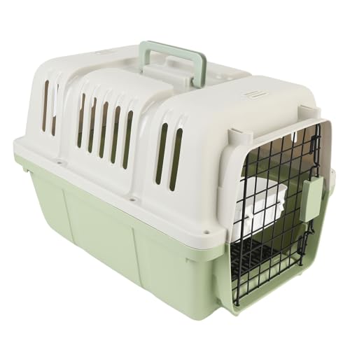Hundekäfig, Isolation Plastiknetz Zwinger Haustierträger Rolling Plastik Airline Zugelassene Drahttür Reise Hundekiste für Kleine Tiere (Green) von BAOFUYA