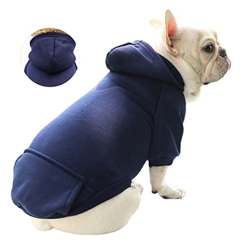 BAOFUYA Hundekleidung Hoodie, Haustier Katze Warmer Weicher Pullover Mantel Katze Pullover Hoodie mit Tasche für Sportparty Walking (Navy blau) von BAOFUYA