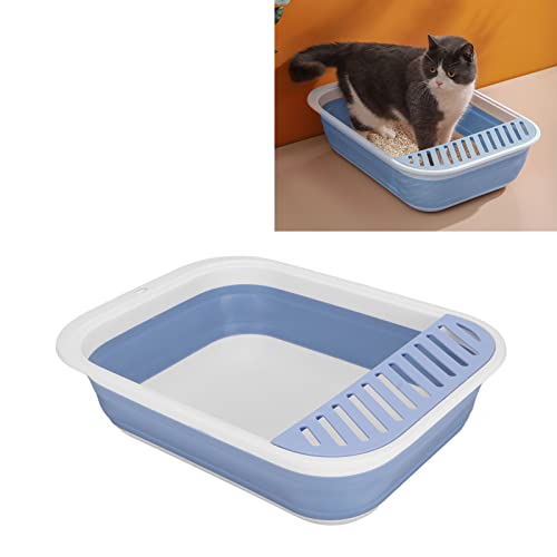 Katzentoilette, Halbgeschlossene, Leicht zu Reinigende, Faltbare Kätzchentoilette mit Abdeckung für Hauskatzenkätzchen (Blau) von BAOFUYA