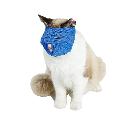 Maulkorb für Katzen Zur Pflege, Atmungsaktiver Maulkorb für Katzen, Maulkorb für Katzen, Kätzchen (Blau) von BAOFUYA