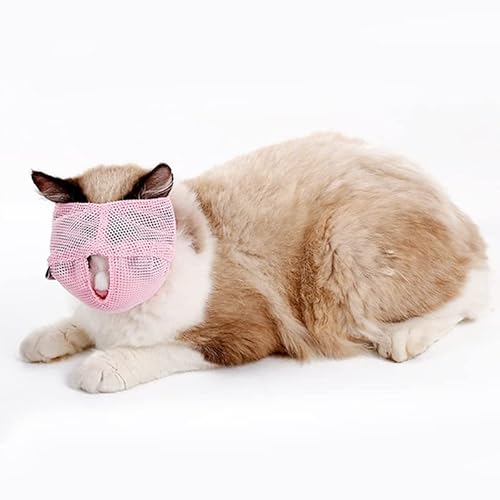 Maulkorb für Katzen Zur Pflege, Atmungsaktiver Maulkorb für Katzen, Maulkorb für Katzen, Kätzchen (Rosa) von BAOFUYA